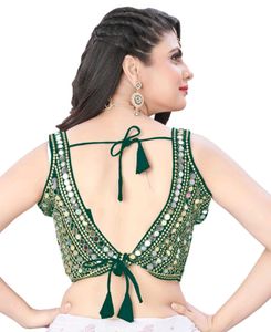 brand new mirror work backless blouse