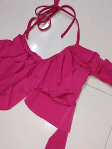 Hot Pink Ruffle Halter Top