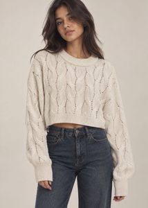 Cream Cable Knit Cropped Sweater