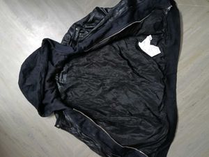 Zara Men lather hoodie jacket made in (spain)