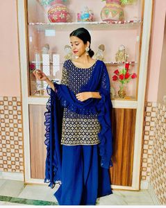 Elegant Blue Kurta Palazzo Set