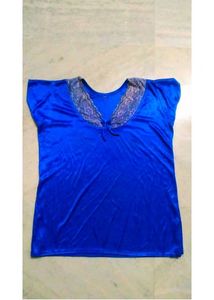 Elegant Blue Top with Lace Detail