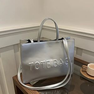 Silver Metallic Tote Bag