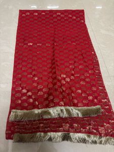 Rich Crimson Red Brocade Dupatta with Gold Paisley