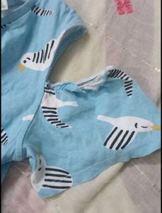Cute Bird Print Cold Shoulder Dress