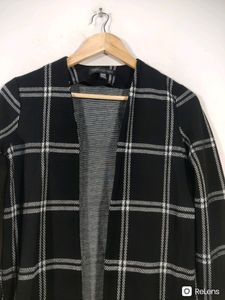 Black &amp; White Plaid Cardigan
