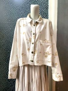 Final Sales 🔥Zara White Floral Print Cropped Deni