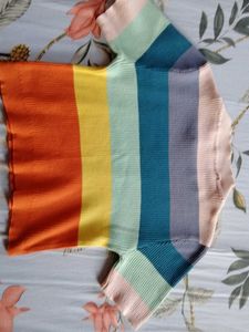 Retro Rainbow Stripe Knit Top