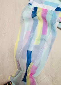 Vibrant Striped Sheer Blouse