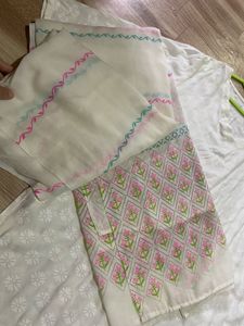 Off White/ Cream Kurta Set (3 Peice)
