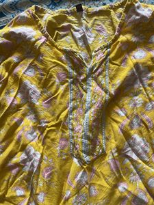 Yellow Floral Print Kurta