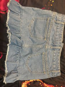 Denim Ruffle Mini Skirt