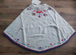 MONSOON Embroidered Cream Knitted Poncho Cape