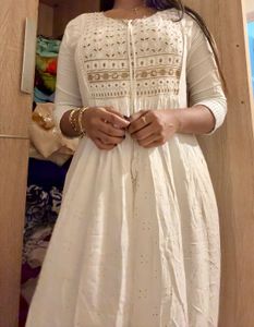 Elegant White Embroidered Gown