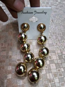 Gold Tone Dangle Ball Earrings