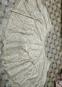 Elegant Cream &amp; Gold Embroidered only Lehenga Skir