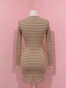 Striped Long Sleeve Bodycon Dress