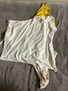 Yellow and White Color Top