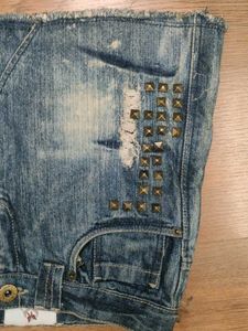 Studded Denim Mini Skirt