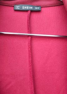 Maroon Double-Breasted Blazer with Fringe