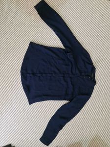 Navy Blue Long Sleeve Button Up Top