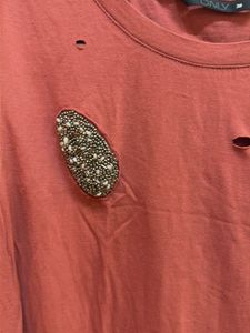 Distressed Embellished Sleeveless Top