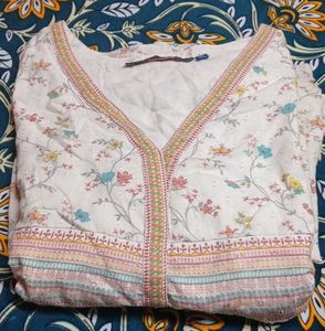 White Floral Kurta Set