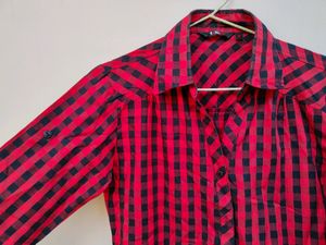 Red &amp; Black Checkered print Shirt