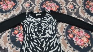 Tiger Print Knit Sweater Dress