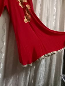 Anarkali Dress Red Stones Work