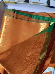 Saree Banarasi elegant Orange &amp; Green