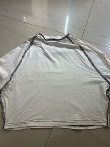 White Graphic Long Sleeve Crop Top