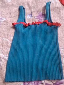 Ribbed Tank Top with Ruffle Trim