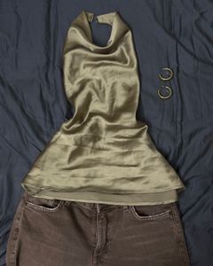 Zara green silk top
