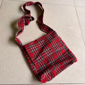 Handmade Red Checkered Bag