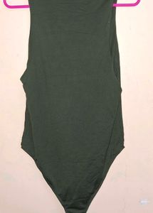 Sleek Dark Green Sleeveless Bodysuit
