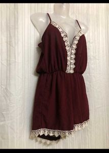 Maroon Lace Y2K jumpsuit