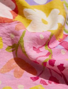 Pastel Floral Button Neck Drop Shoulder Tunic