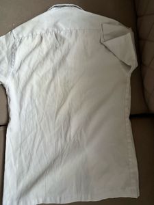 White Graphic Print Half Sleeve Shirt | Thrifted