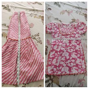 Girls Pink &amp; White Kurta Sharara Set (8-10years)