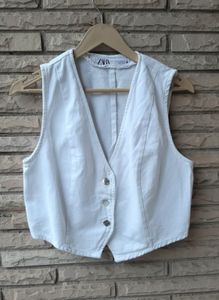 ZARA White Sleeveless Vest Top