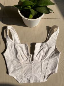 Chic White Corset Style Crop Top