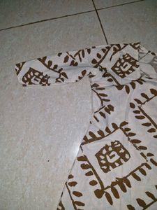 Stylish White Kurta with Brown Print