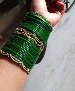 Green Beaded Bangles Set
