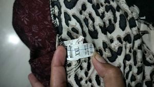 Premium Animal Print Lace Yoke Top | XXL | ₹999