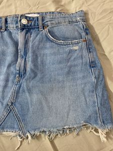 Distressed Denim Mini Skirt