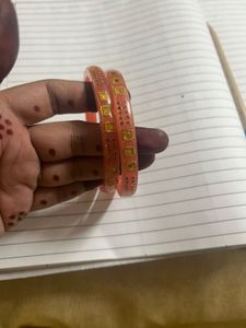 Pretty Pink & Gold plastic Bangles