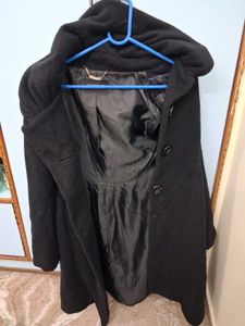 Stylish Black Hooded Coat