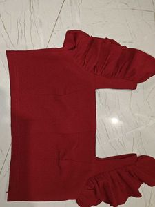 Red Ruffle Sleeve Top