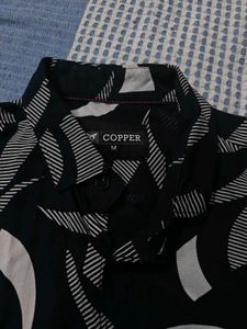 Stylish Men's Black &amp; White Patterned Shirt